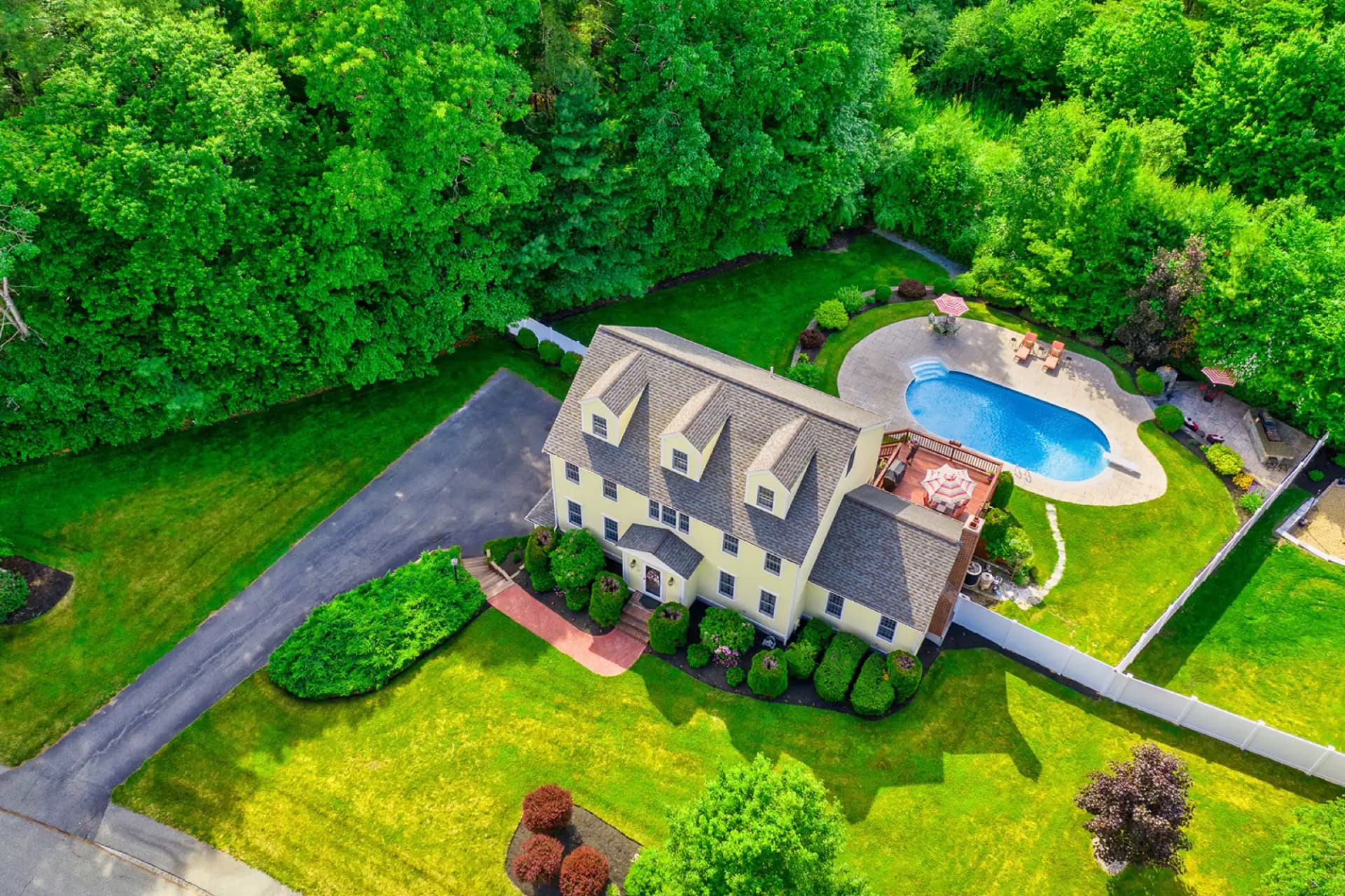 Aerial view of 20 Stockbridge Road in Bridgewater, Massachusetts